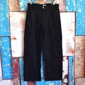 Women's Sofia Jeans Relaxed Straight Super High-Rise Cargo Pants SIZE 12 Black